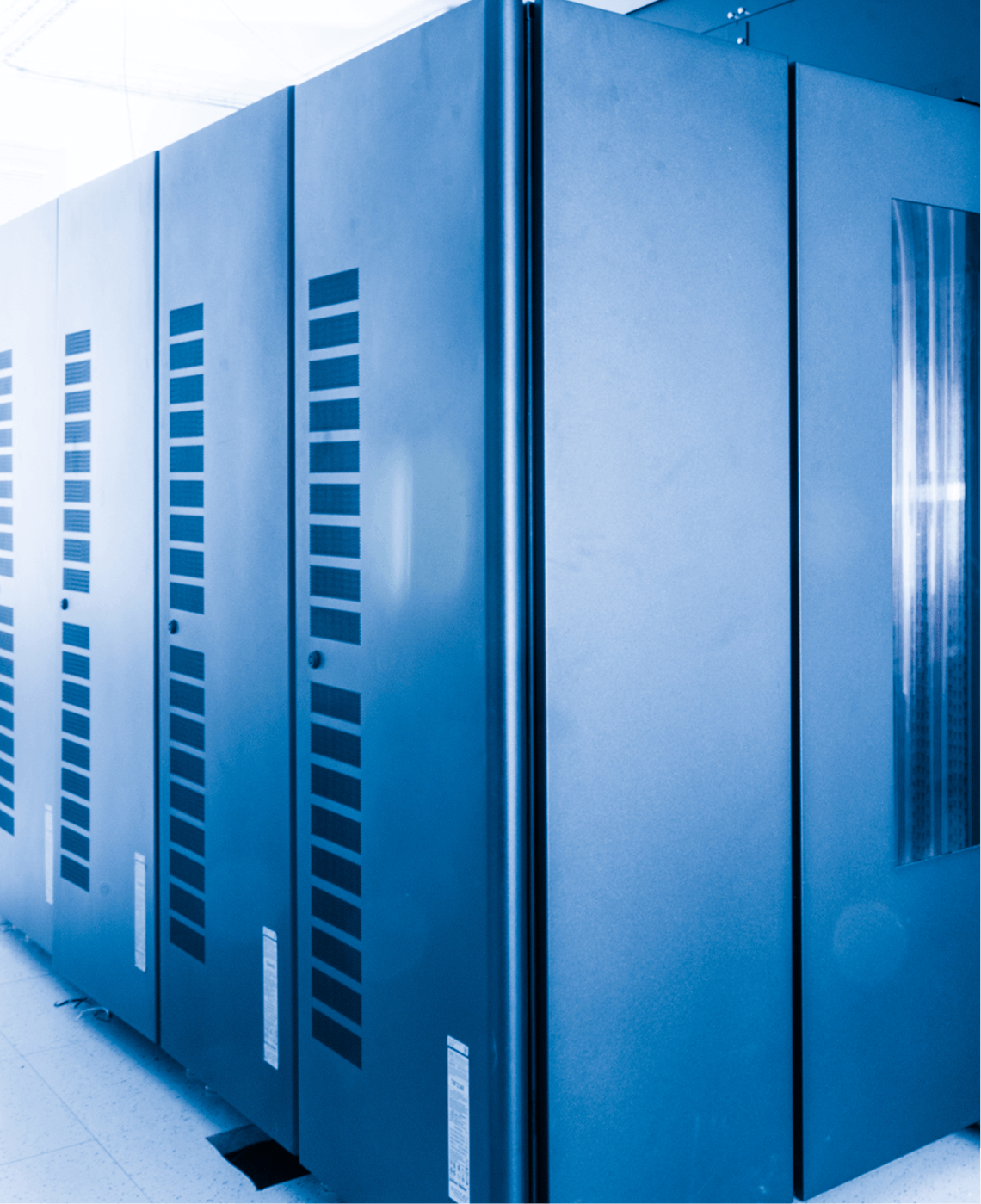 Blue data center server racks
