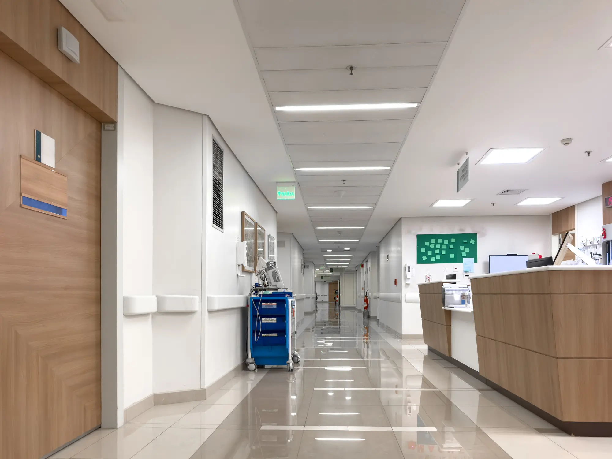 Medical cleaning services in a UK hospital ensuring hygiene standards