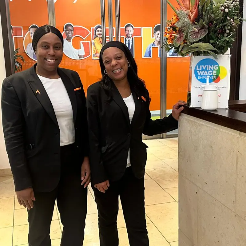Front of house reception team providing professional visitor services in Birmingham office