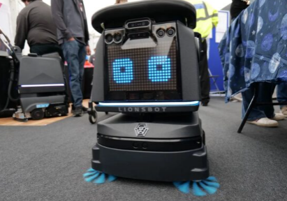 Autonomous cleaning robot used in UK facilities management to improve efficiency and reduce manual cleaning tasks